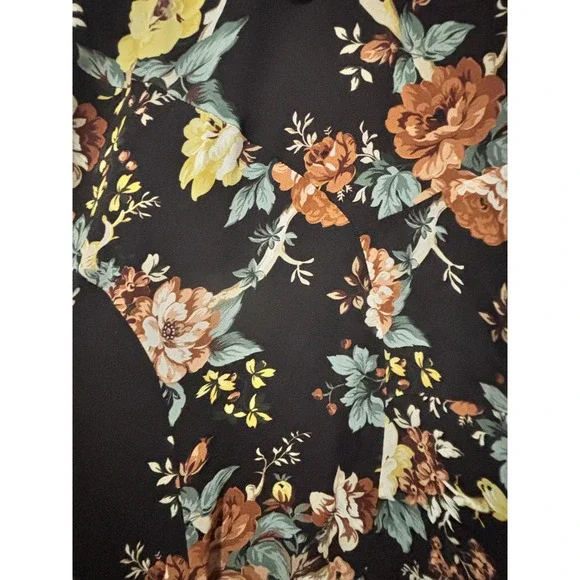 Veronica Beard Avani Dress Womens 6 Oxblood‎ Multi Silk Floral Maxi Long Sleeve